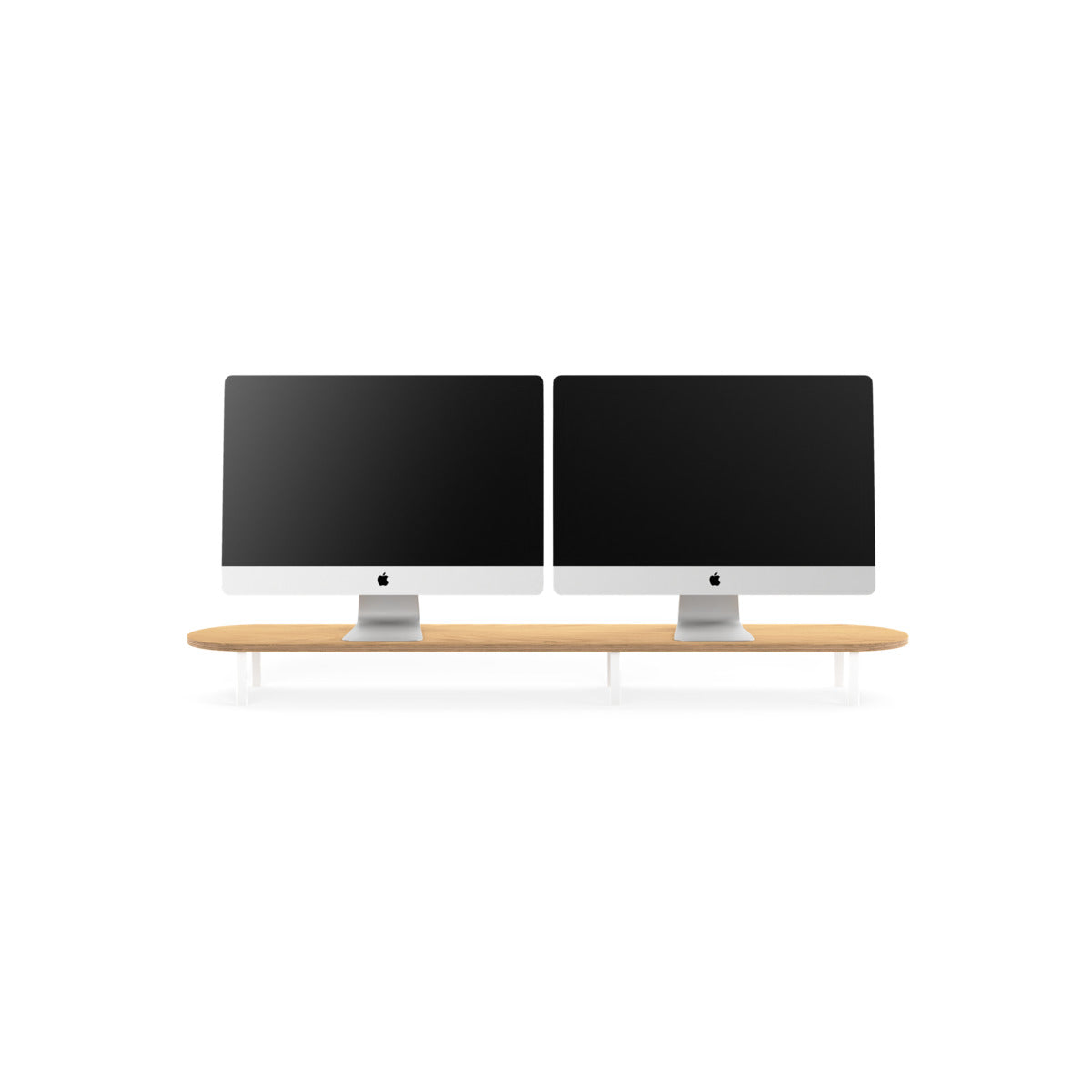 Stand dublu Woodcessories pentru monitor Oak/White - iSTYLE RO
