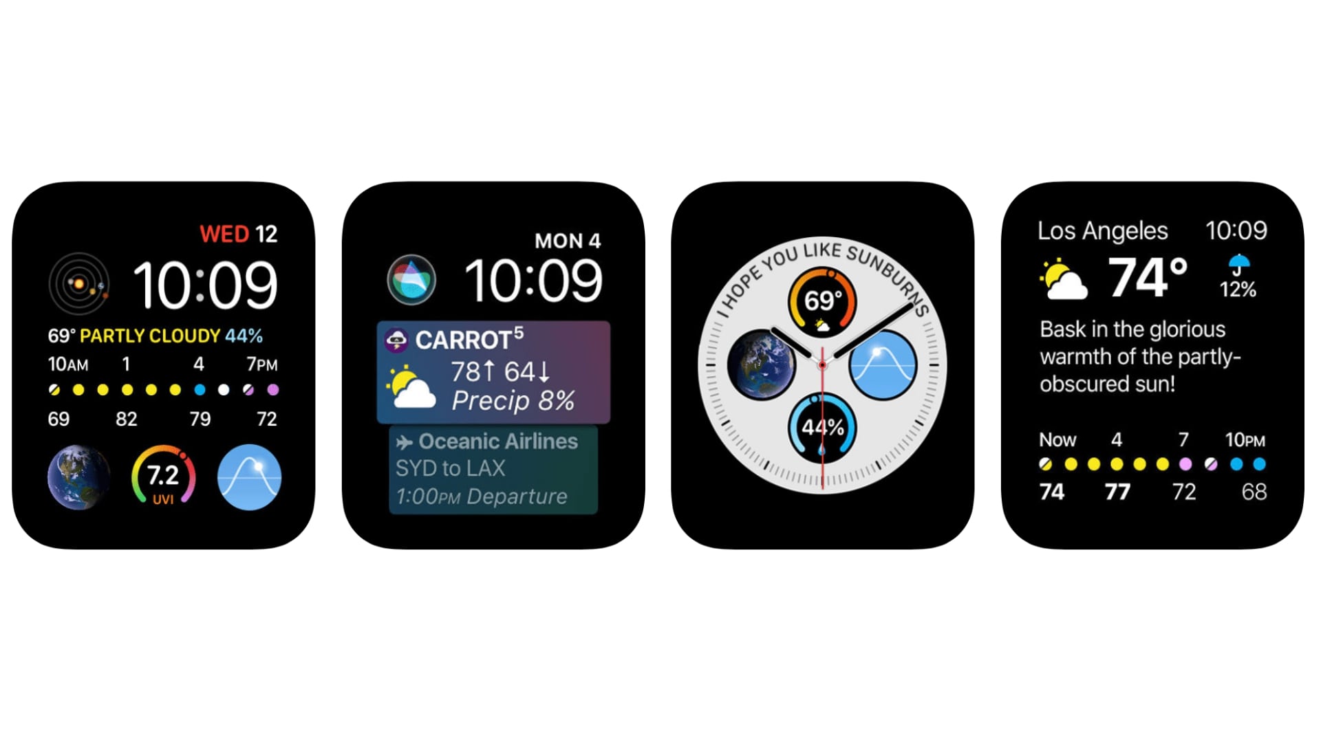 4 fete de ceas pe fundal alb