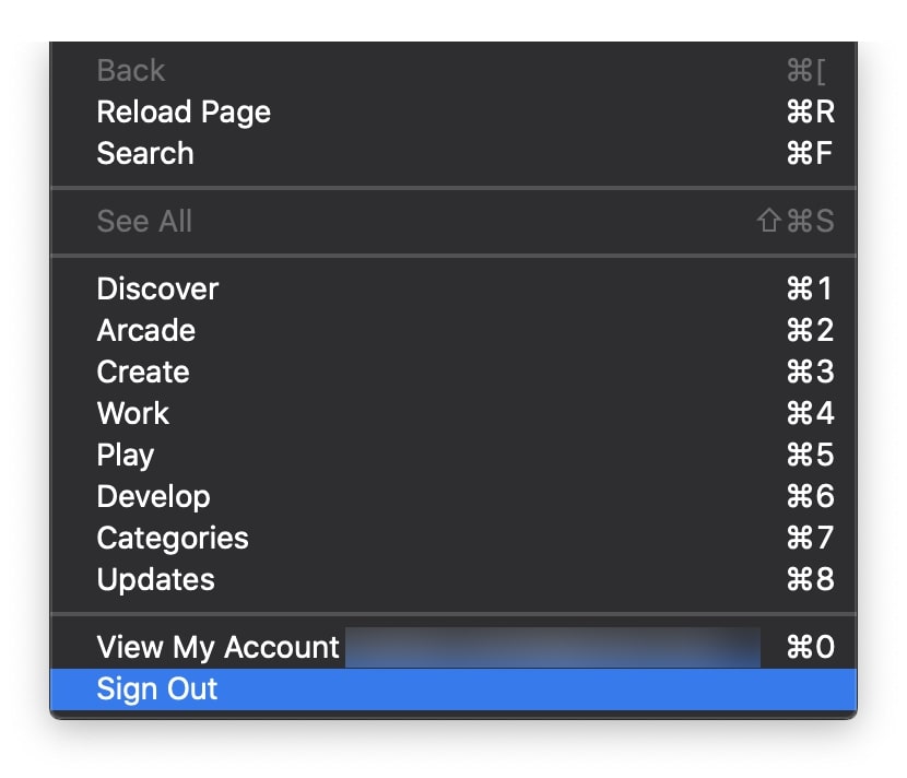 sign out din app store