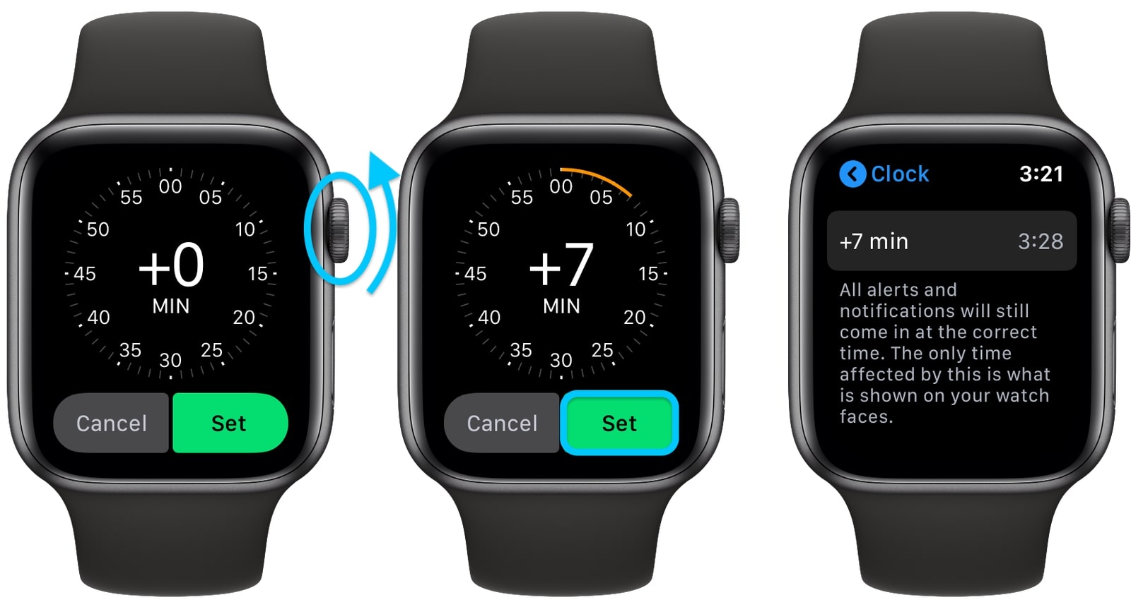 trei apple watch-uri pe fundal negru