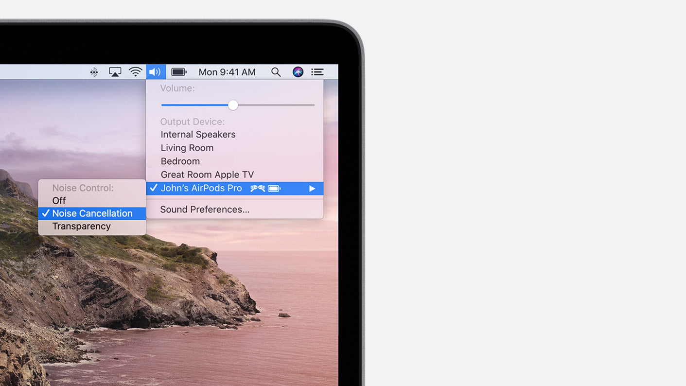 modurile airpods pro de control ale zgomotului de pe mac
