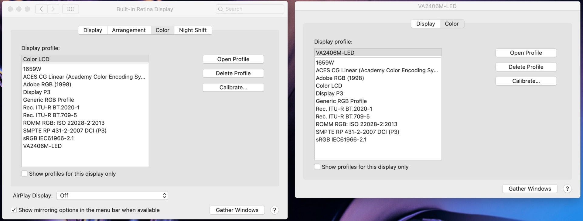 setari display mac
