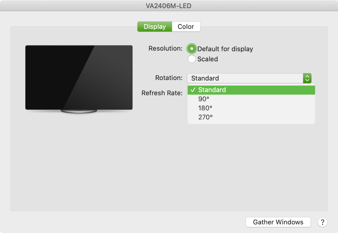 setari display mac