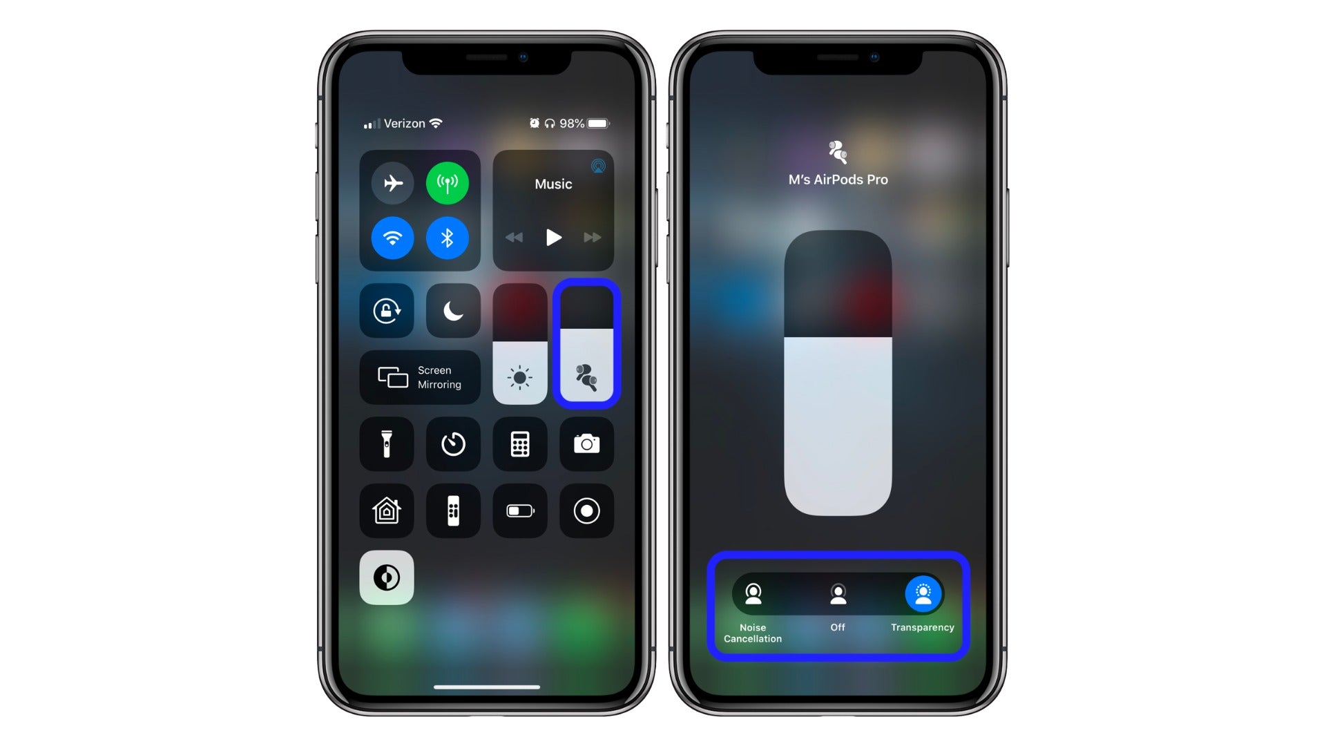 meniu AirPods Pro pe iPhone