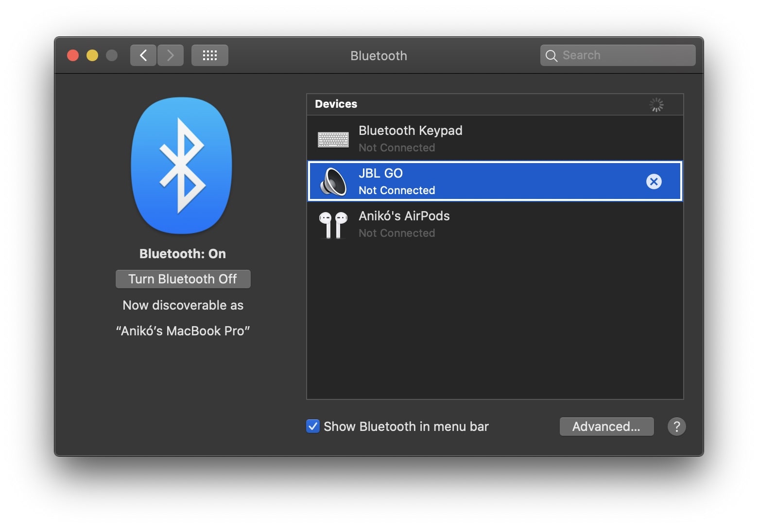 bluetooth pe fundal negru