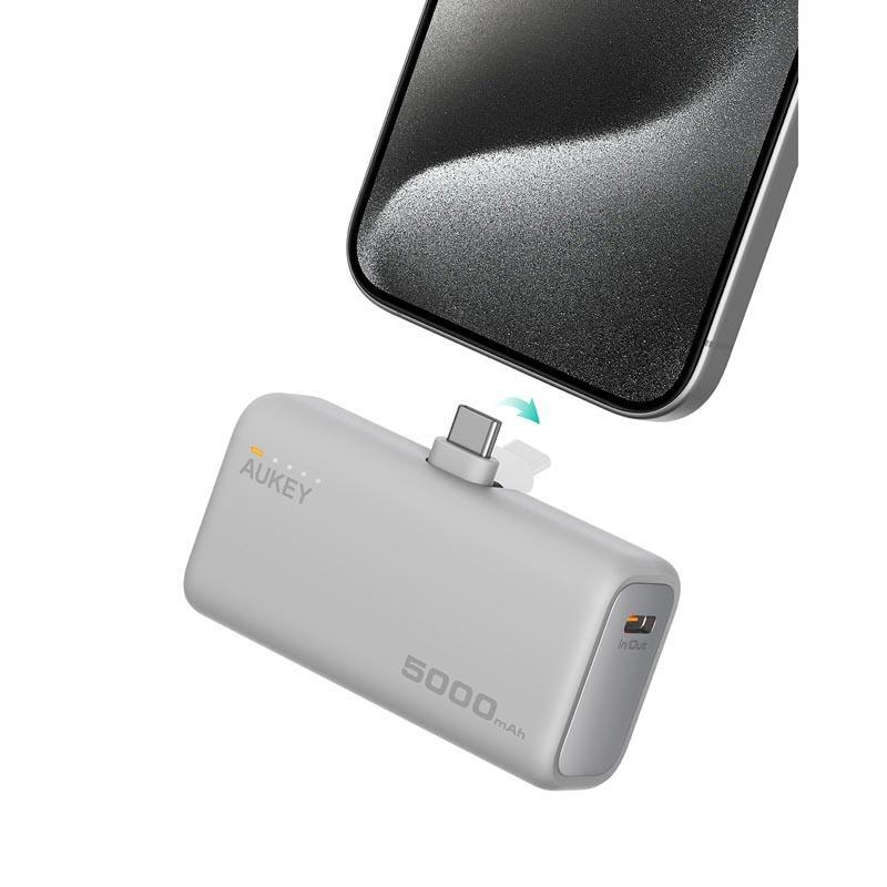 Baterie externa AUKEY Spark Mini, 5000 mAh, USB-C, Silver
