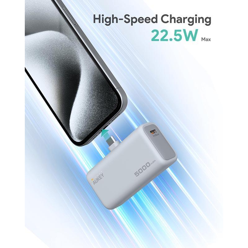 Baterie externa AUKEY Spark Mini, 5000 mAh, USB-C, Silver