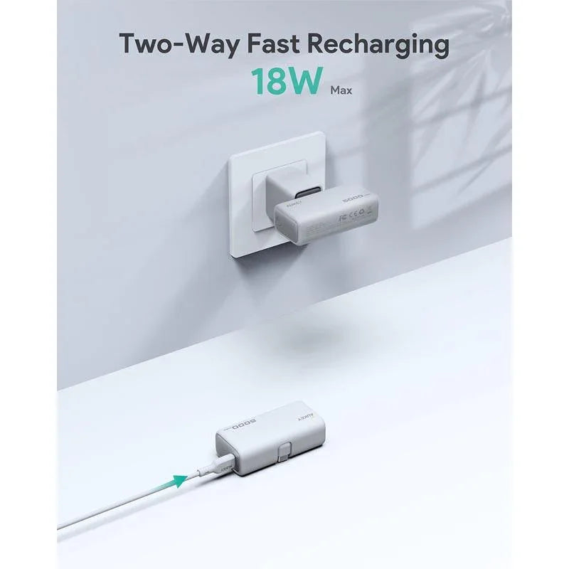 Baterie externa AUKEY Spark Mini, 5000 mAh, USB-C, Silver
