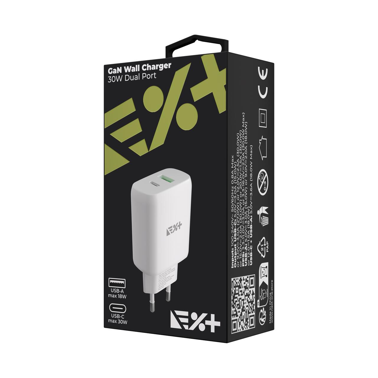 Adaptor priza NEXT ONE 30W GaN, USB-A & USB-C - iSTYLE RO