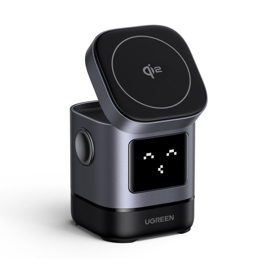 Incarcator wireless magnetic UGREEN UNO, 2in1, 15W, Gri