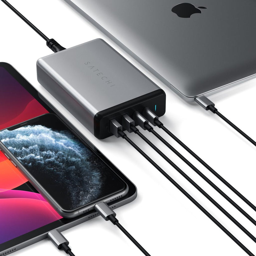 Adaptor priza Satechi 108W TYPE-C MultiPort Travel Charger (1x USB-C PD,2x USB3.0,1xQualcomm 3.0) - Space Gray - iSTYLE RO