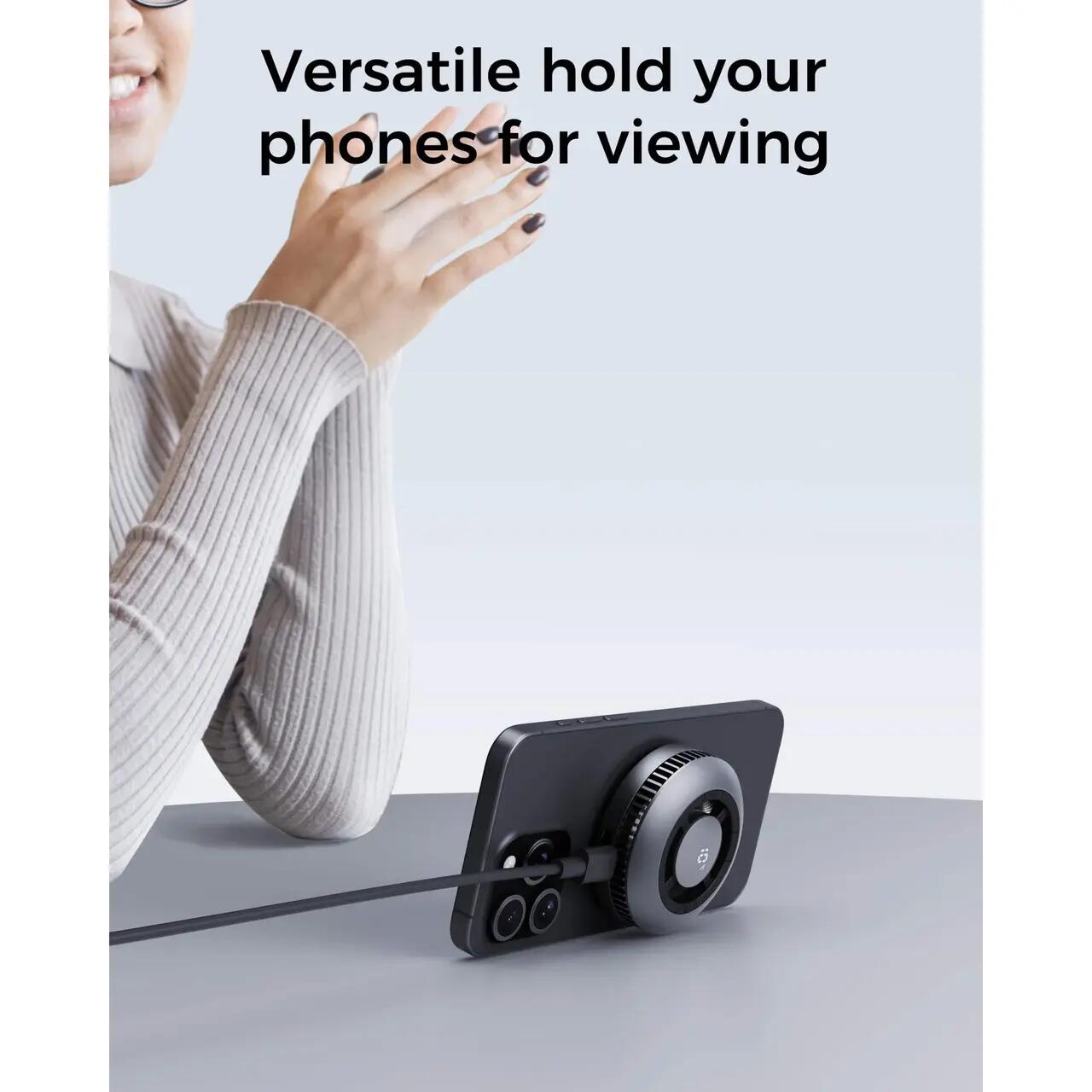 Incarcator AUKEY MagFusion GameFrost Qi2 Magnetic Fast Wireless Charging Active Cooling