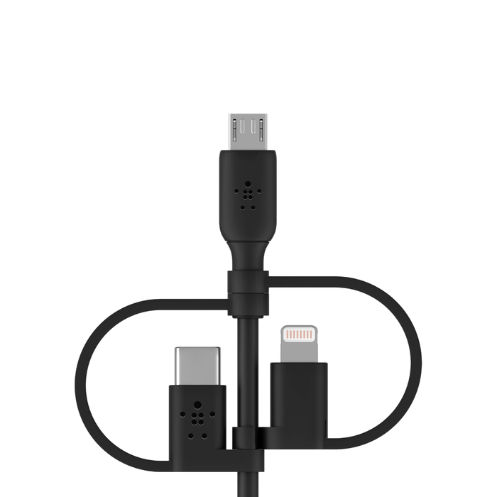 Cablu de date Belkin Universal (Lightning/Micro-USB/USB-C la USB-A), 1m, Negru - iSTYLE RO