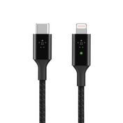 Cablu de date Belkin Smart LED USB-C la Lightning, Negru - iSTYLE RO