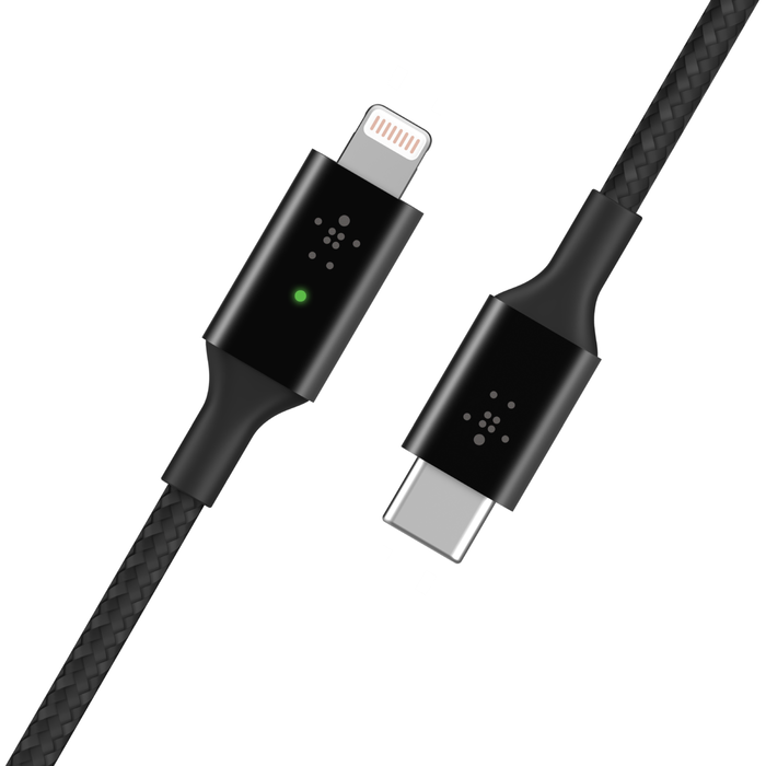 Cablu de date Belkin Smart LED USB-C la Lightning, Negru - iSTYLE RO