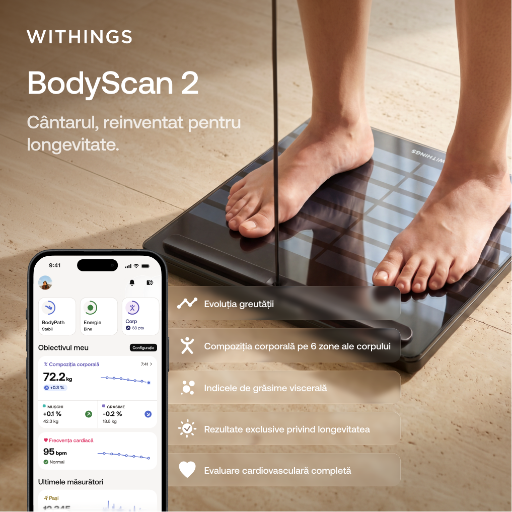 Cântar inteligent Withings BodyScan 2, Negru