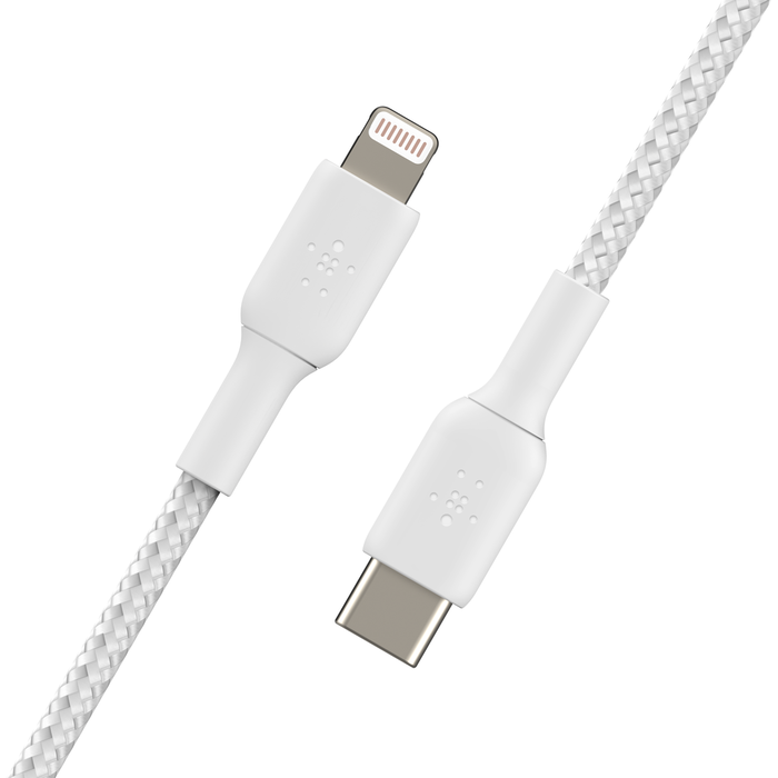 Cablu de date Belkin BOOST CHARGE USB-C la Lightning, Braided, 1m, Alb - iSTYLE RO