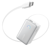 Baterie externa Anker Nano 10.000 mAh 45W, cablu USB-C retractabil, Alb