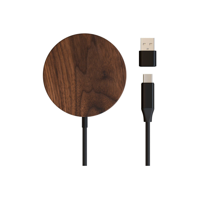 Incarcator Woodcessories MagPad Wireless, Walnut/Fabric - iSTYLE RO