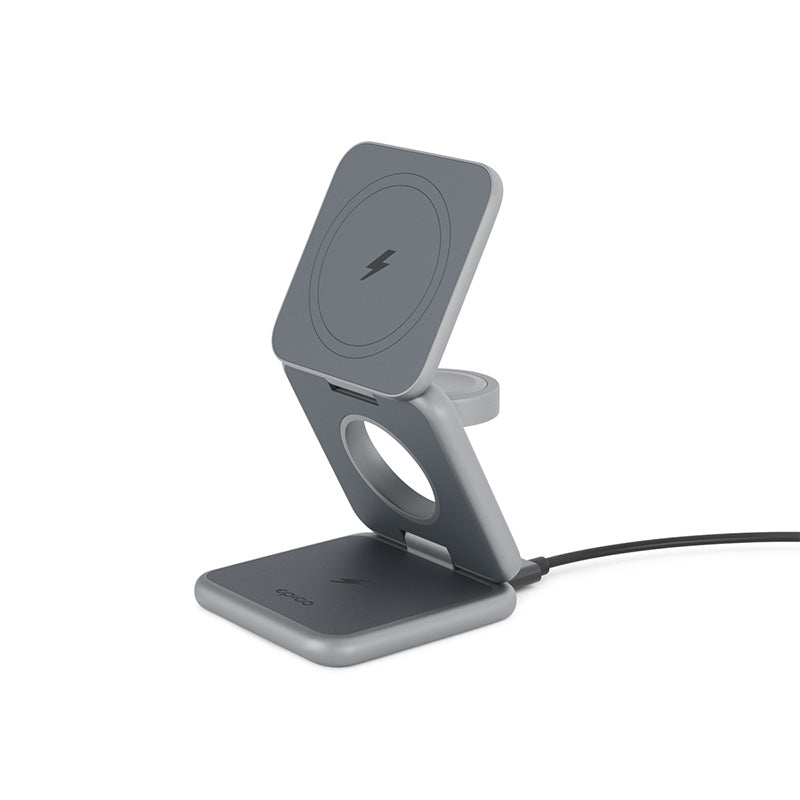 Incarcator ISTYLE Mag+ Foldable Wireless Charger MagSafe, Gri Spatial - iSTYLE RO