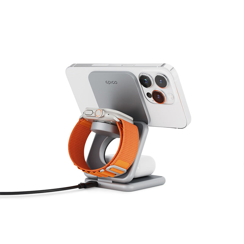 Incarcator ISTYLE Mag+ Foldable Wireless Charger MagSafe, Gri Spatial - iSTYLE RO
