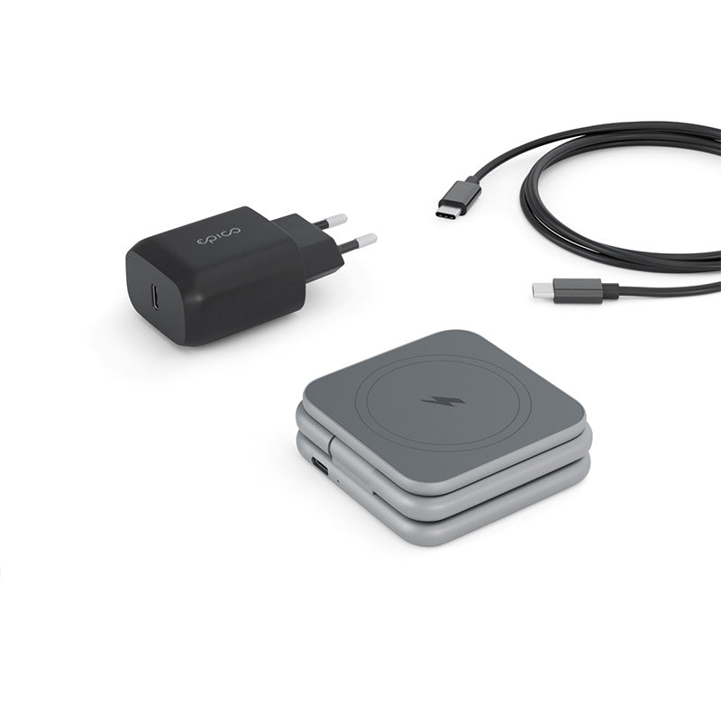 Incarcator ISTYLE Mag+ Foldable Wireless Charger MagSafe, Gri Spatial - iSTYLE RO
