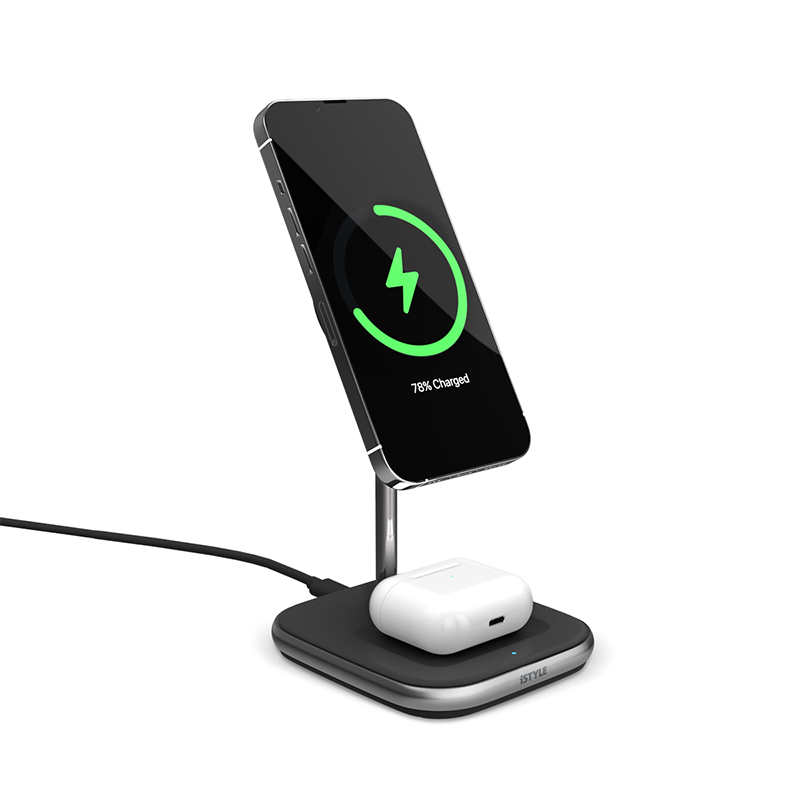 Statie de incarcare ISTYLE 2 in 1 MagSafe Wireless, Negru - iSTYLE RO