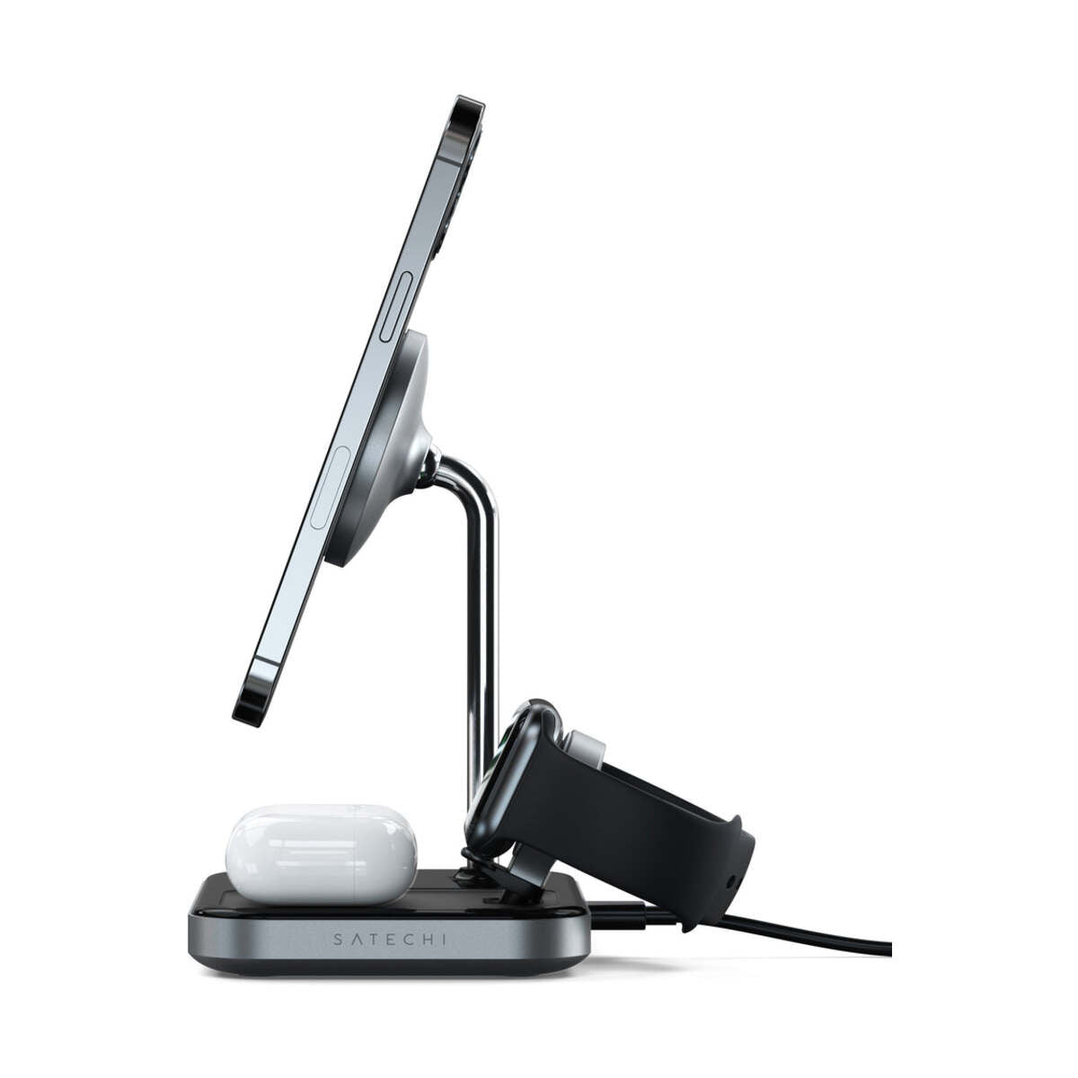 Incarcator Wireless Satechi 3-in-1, Magnetic, USB-C, Negru - iSTYLE RO