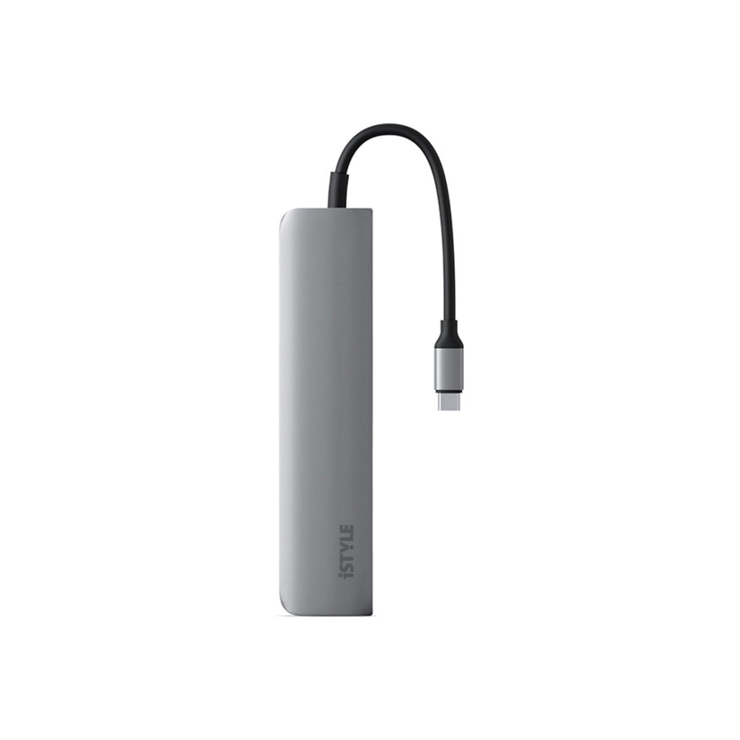 Adaptor hub iSTYLE 6 in1 Multimedia Hub 8K cu USB-C connector, Gri - iSTYLE RO