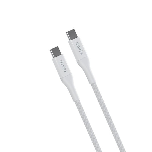 Cablu de date EPICO USB-C la USB-C, Textil, 2m, Alb - iSTYLE RO