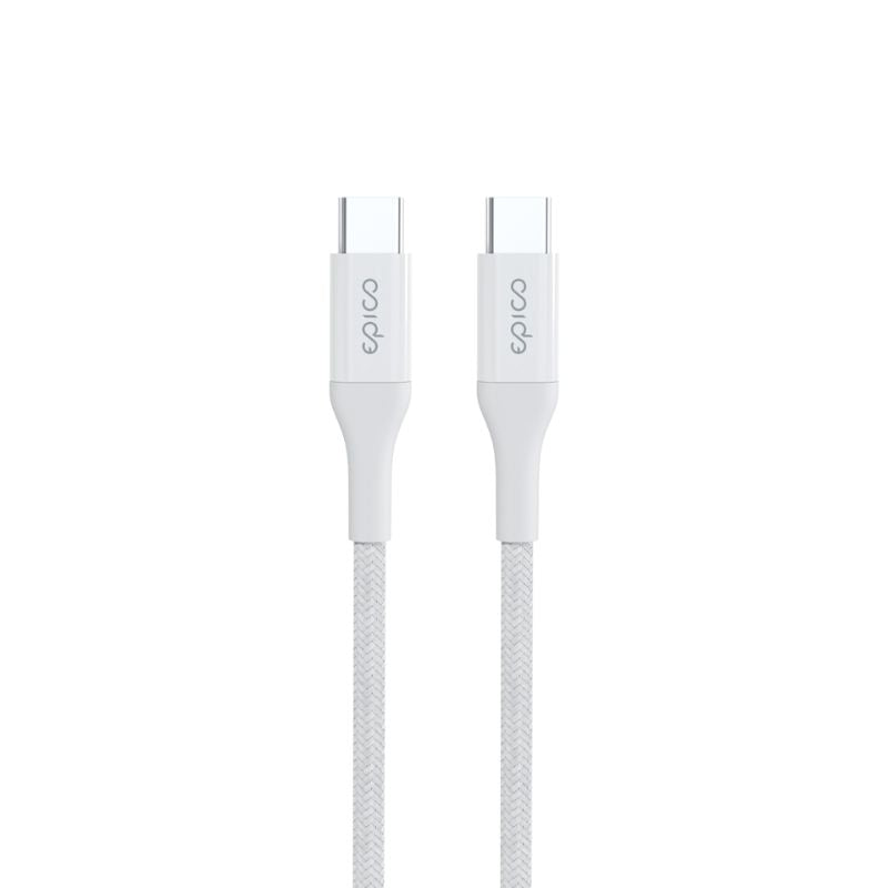 Cablu de date EPICO USB-C la USB-C, Textil, 2m, Alb - iSTYLE RO