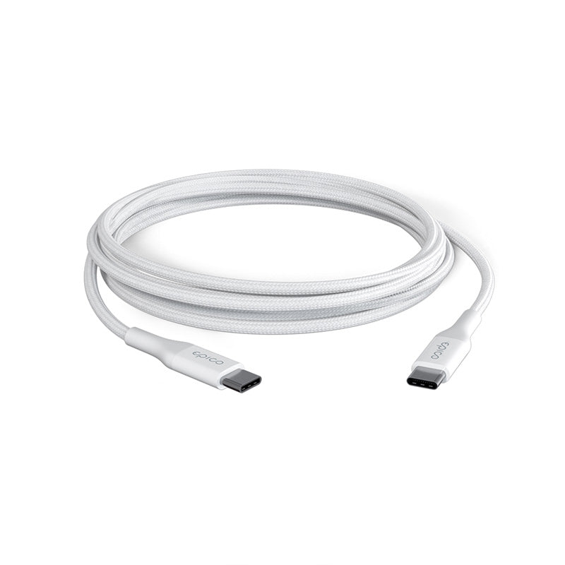 Cablu de date EPICO USB-C la USB-C, Textil, 2m, Alb - iSTYLE RO
