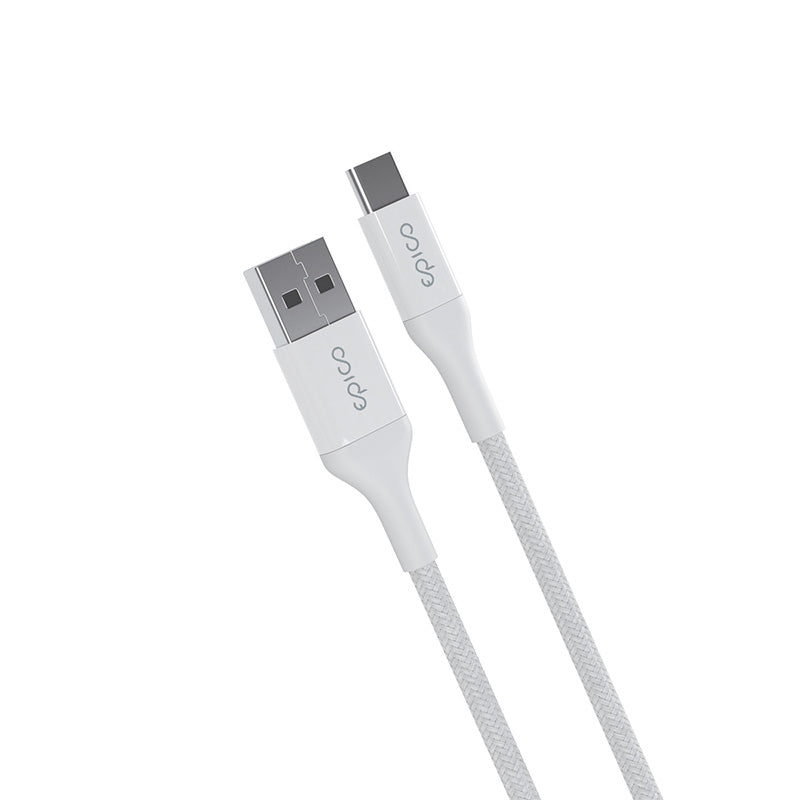 Cablu de date EPICO USB-C la USB-A, Textil, 0.3m, Alb - iSTYLE RO