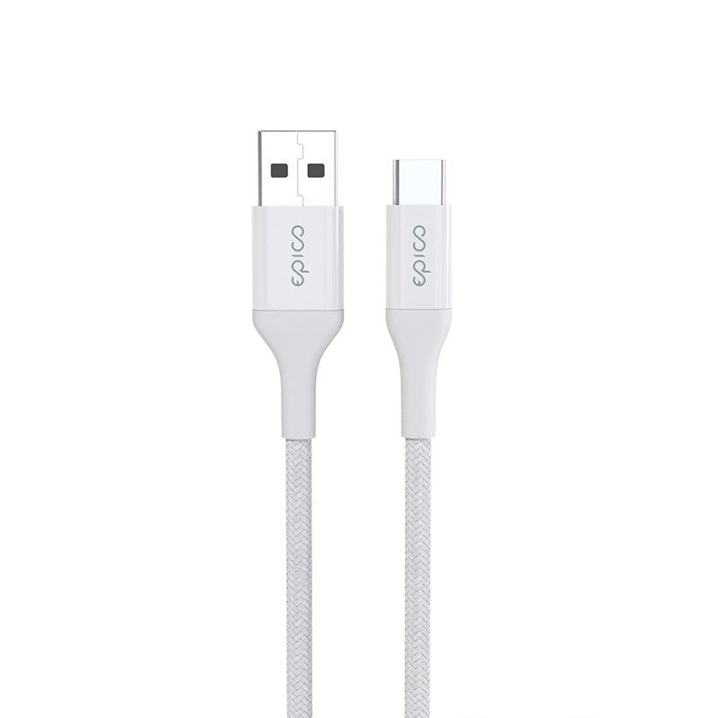 Cablu de date EPICO USB-C la USB-A, Textil, 0.3m, Alb - iSTYLE RO