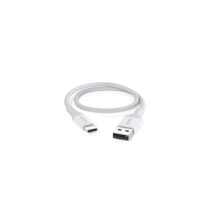 Cablu de date EPICO USB-C la USB-A, Textil, 0.3m, Alb - iSTYLE RO