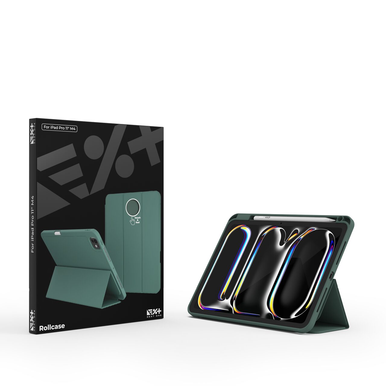 Husa de protectie Next One Rollcase pentru iPad Pro 11" M4, cu suport pentru stilou, Verde - iSTYLE RO