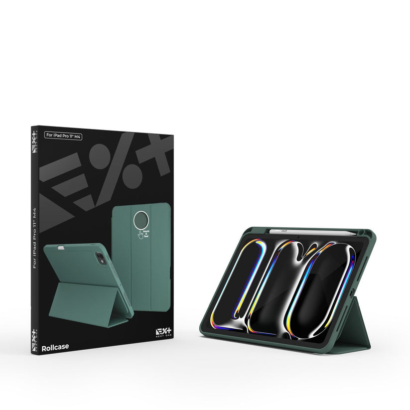 Husa de protectie Next One Rollcase pentru iPad Pro 11" M4, cu suport pentru stilou, Verde - iSTYLE RO