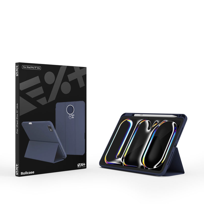 Husa de protectie Next One Rollcase pentru iPad Pro 11" M4, cu suport pentru stilou, Albastru - iSTYLE RO