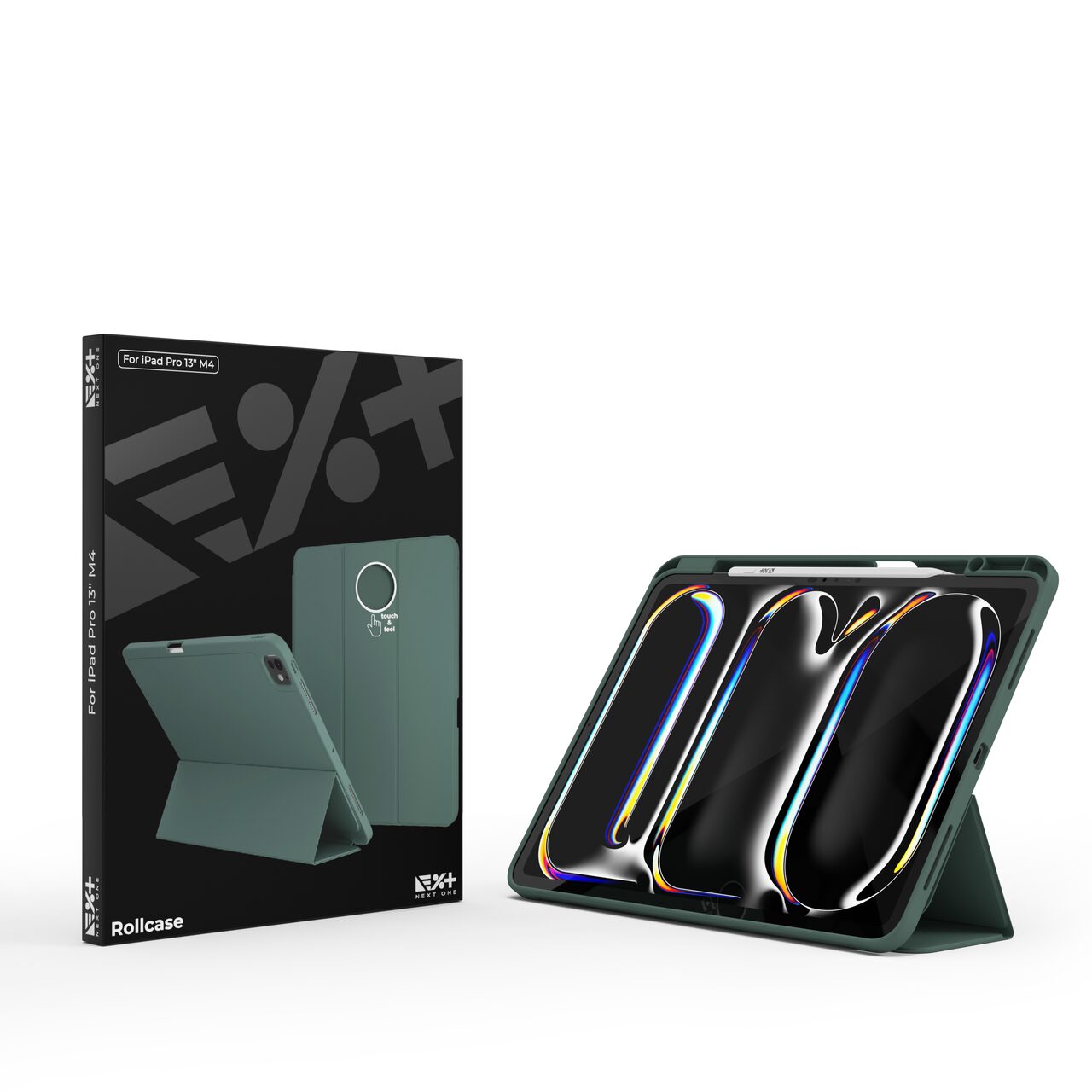 Husa de protectie Next One Rollcase pentru iPad Pro 13" M4, cu suport pentru stilou, Verde - iSTYLE RO