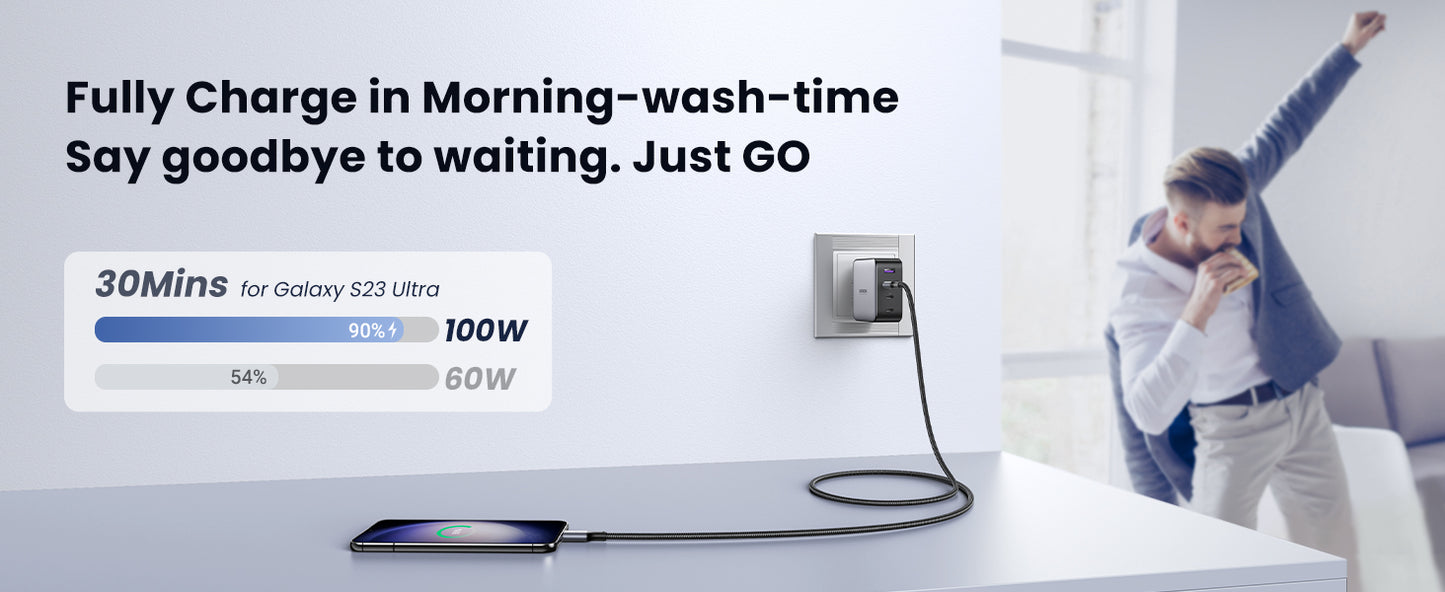 Cablu de date UGREEN USB-C - USB-C, 100W, Super Fast Power, 1m, Negru