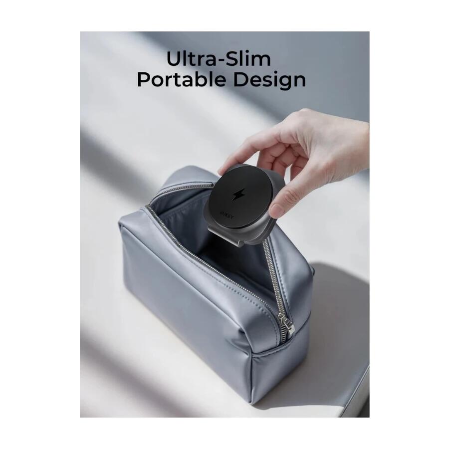 Incarcator wireless pliabil AUKEY, 2-in-1, 25W, Gri