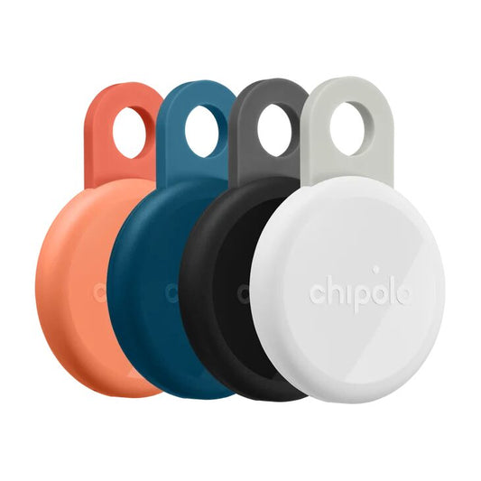 Set 4 trackere reincarcabile Chipolo LOOP, compatibile Find My, Negru, Alb, Bleumarin, Corai