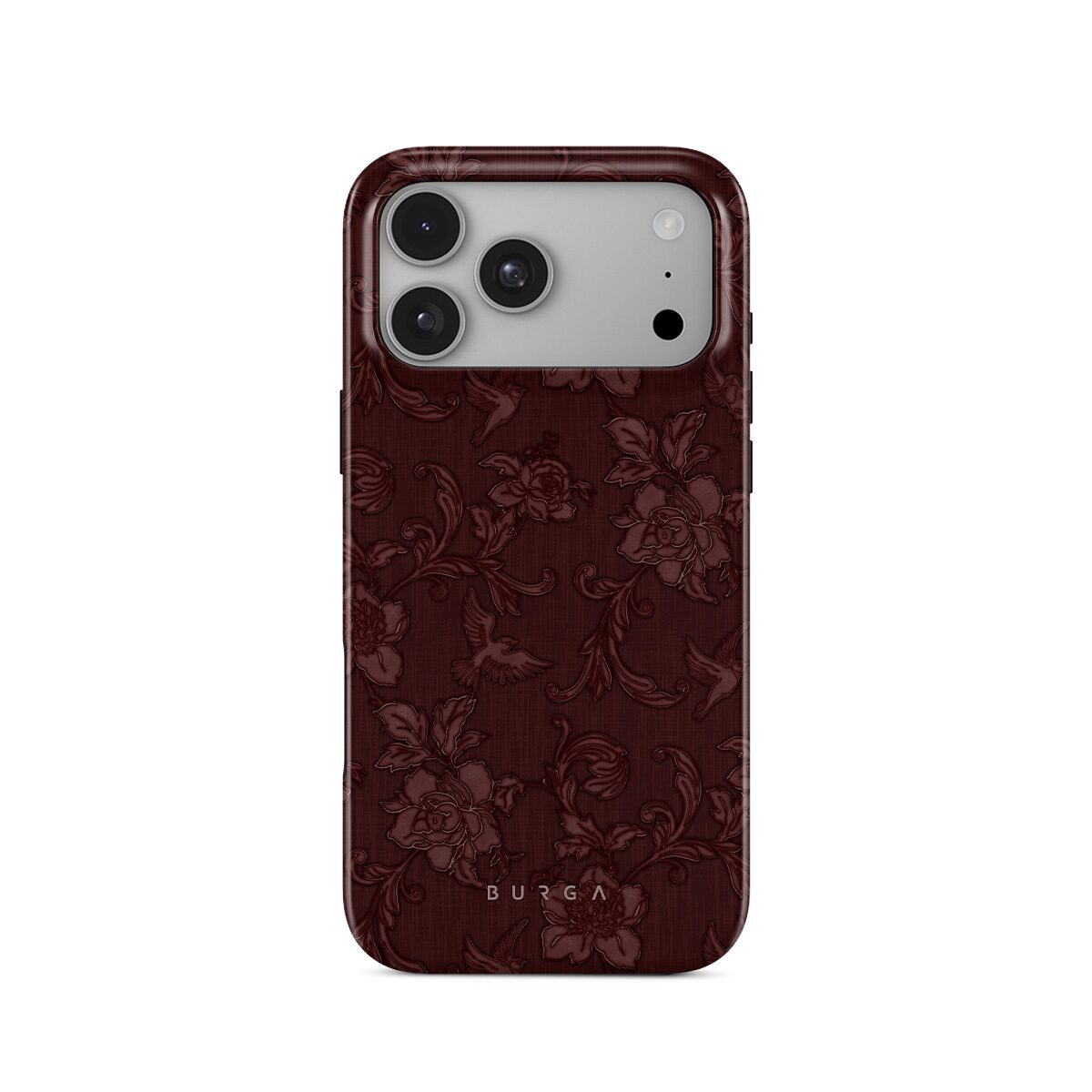 Husa de protectie BURGA pentru iPhone 18 Pro, Flori, Grena