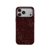 Husa de protectie BURGA pentru iPhone 18 Pro, Flori, Grena