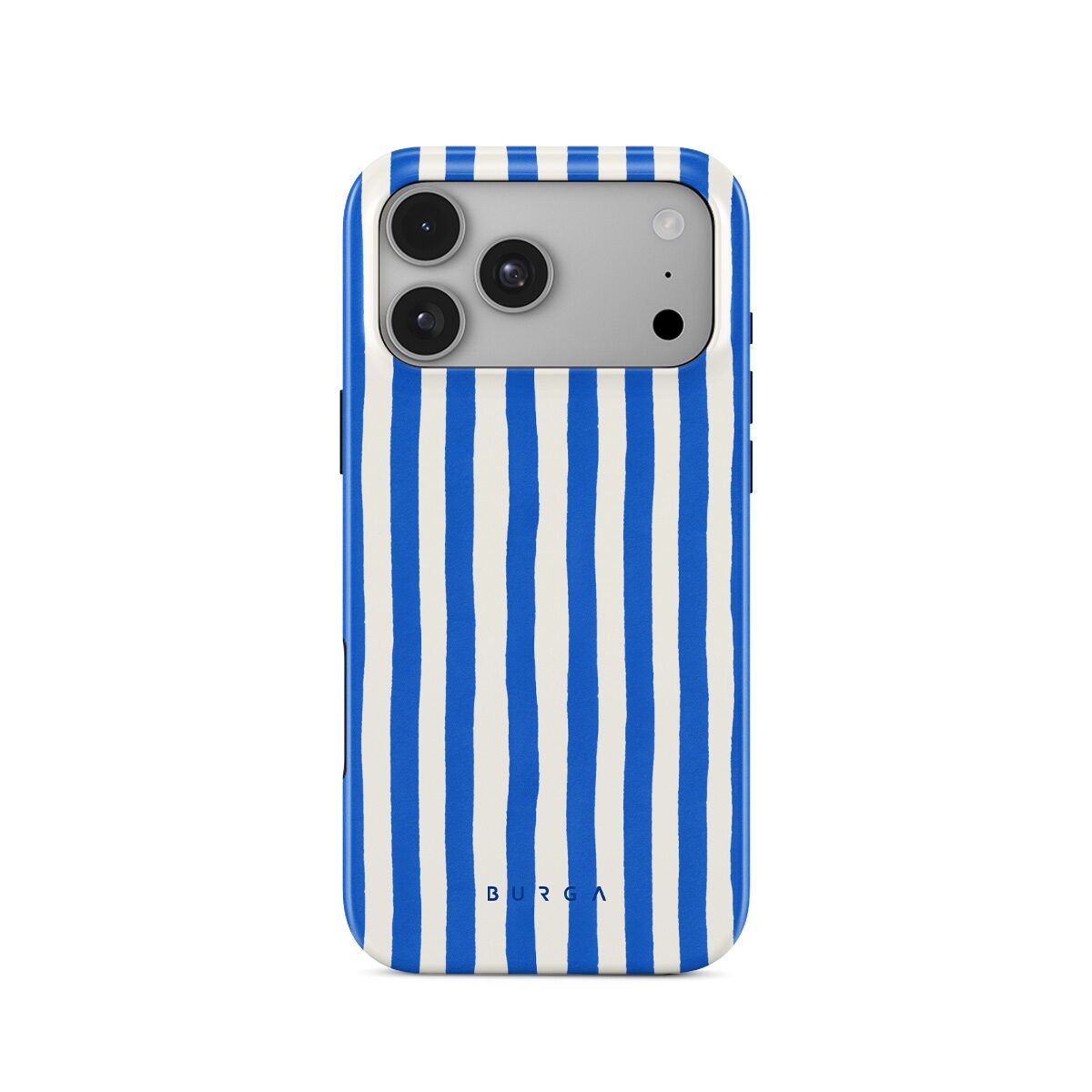 Husa de protectie BURGA pentru iPhone 18 Pro, Dungi, Alb/Albastru