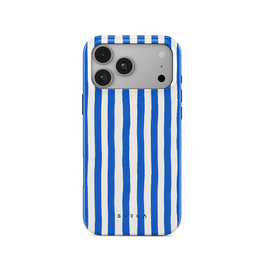 Husa de protectie BURGA pentru iPhone 18 Pro Max, Dungi, Alb/Albastru