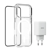 Pachet: Adaptor de priza NOA 30W, Folie de protectie pentru ecran si husa transaprenta pentru iPhone 17 Pro