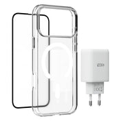Pachet: Adaptor de priza NOA 30W, Folie de protectie pentru ecran si husa transaprenta pentru iPhone 18 Pro