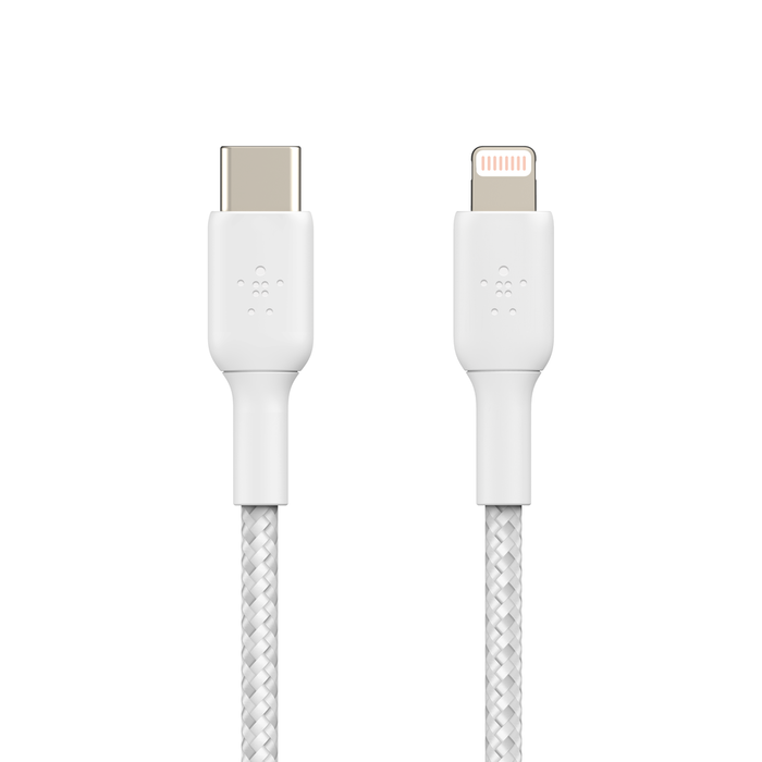 Cablu de date Belkin BOOST CHARGE USB-C la Lightning, Braided, 1m, Alb - iSTYLE RO