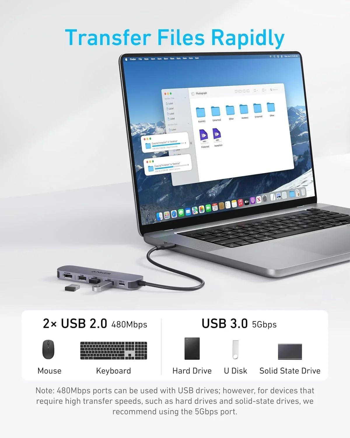 Adaptor Hub Anker USB-C 5-in-1 HDMI 4K@30Hz PD 90W Gri